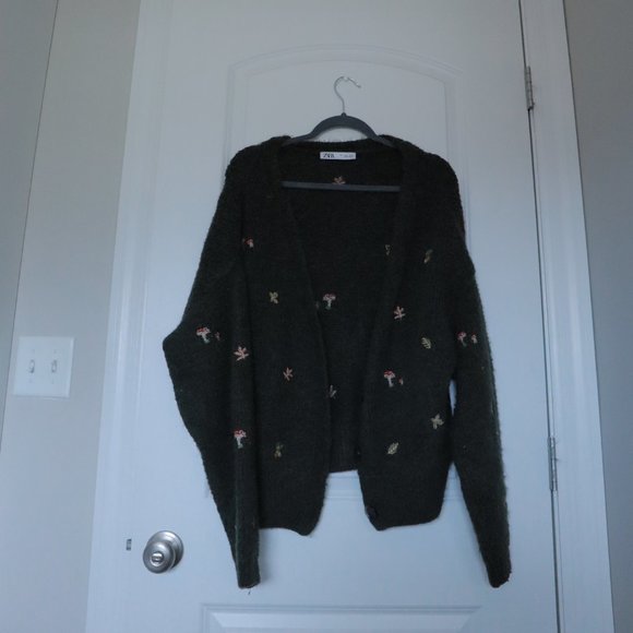 Zara Oversized Cardigan - Dark Green, Size Large - Picture 1 of 4